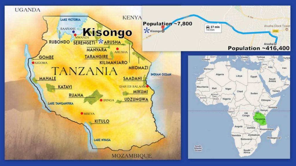 Map of Tanzania, and its location in Africa