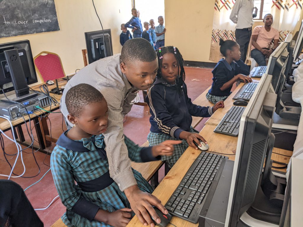 Students learning in the new computer lab