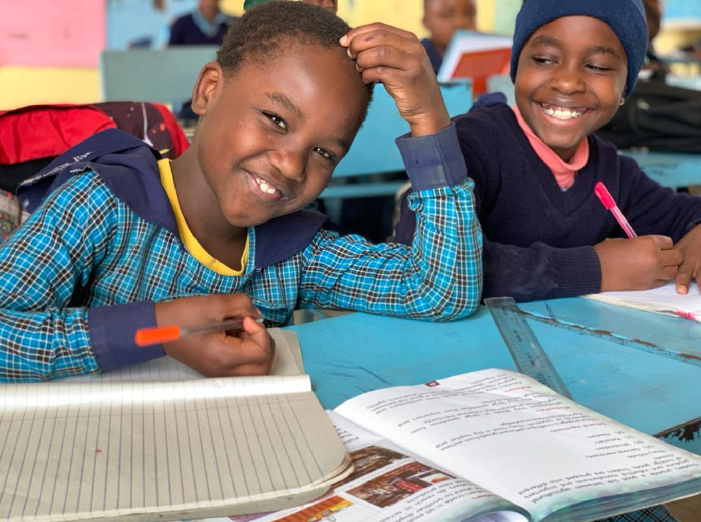 school children at desk