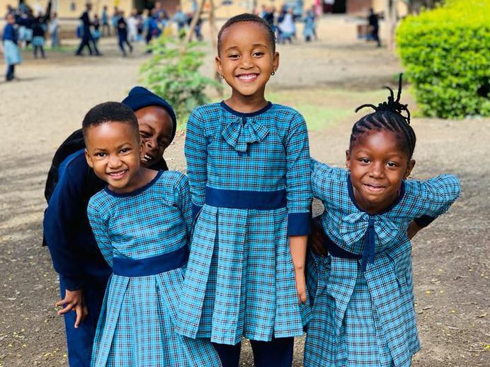 Students outside the school